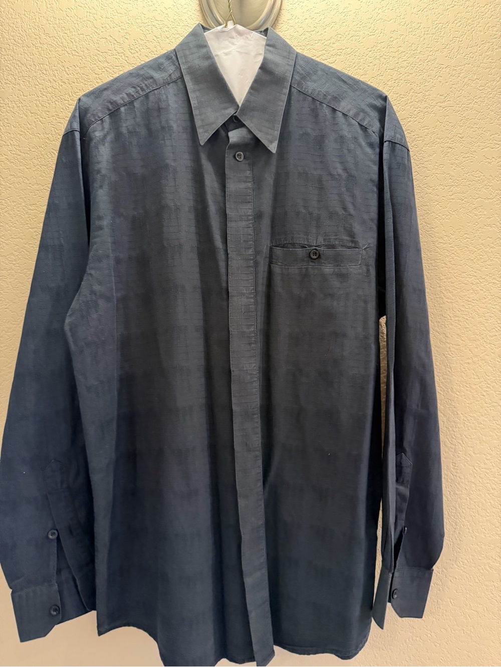 Zanella Men's Long-Sleeve Button-Up Shirt in Navy Blue